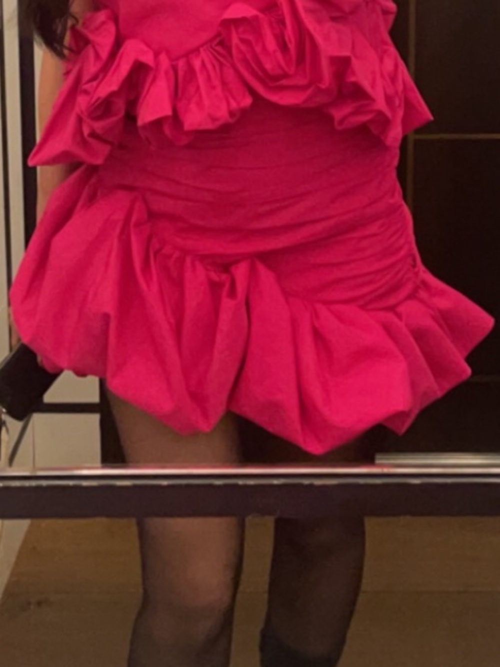 Fuchsia Ruffle Mini Skirt - Women's Party Skirt
